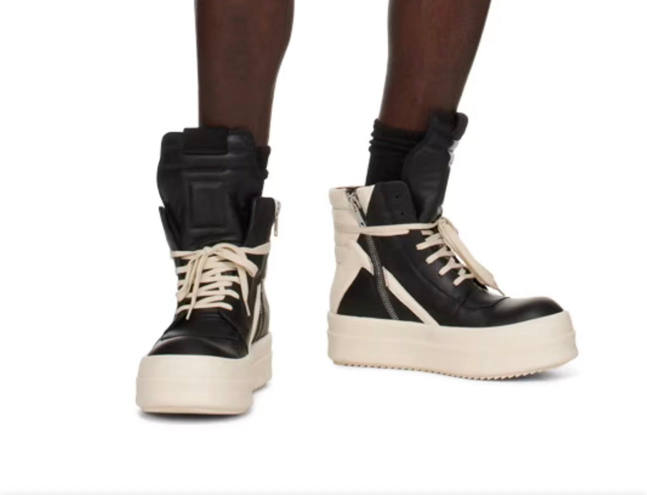 RICK OWENS
Black & Off-White Tower Mega Bumper
Geobasket Sneakers