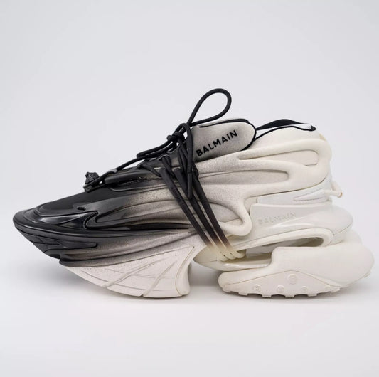 Balmain Unicorn Black White Spray Gradient Sneakers Neoprene