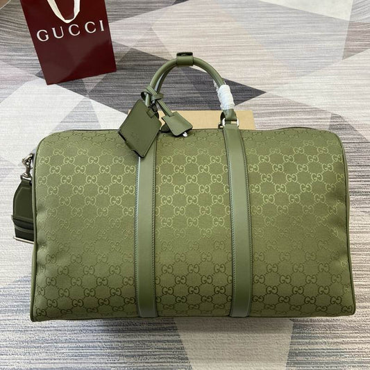 Gucci Gg Canvas Large Duffle Bag In Forest Green