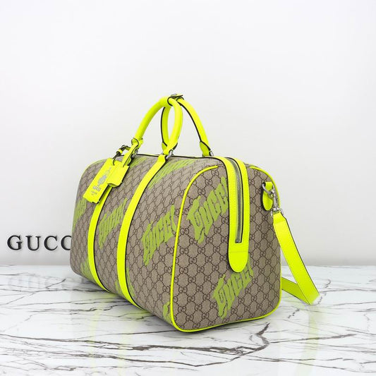 Gucci Neon Yellow Duffle Bag - Gucci GG Duffle Bag - Neon Yellow Trim
