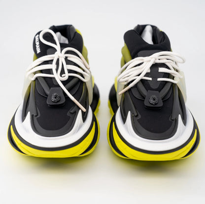 Balmain Unicorn Green Black Yellow Sneakers Neoprene