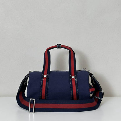 Gucci Pre-Owned Crest Printed Canvas Duffle Bag in blue canvas