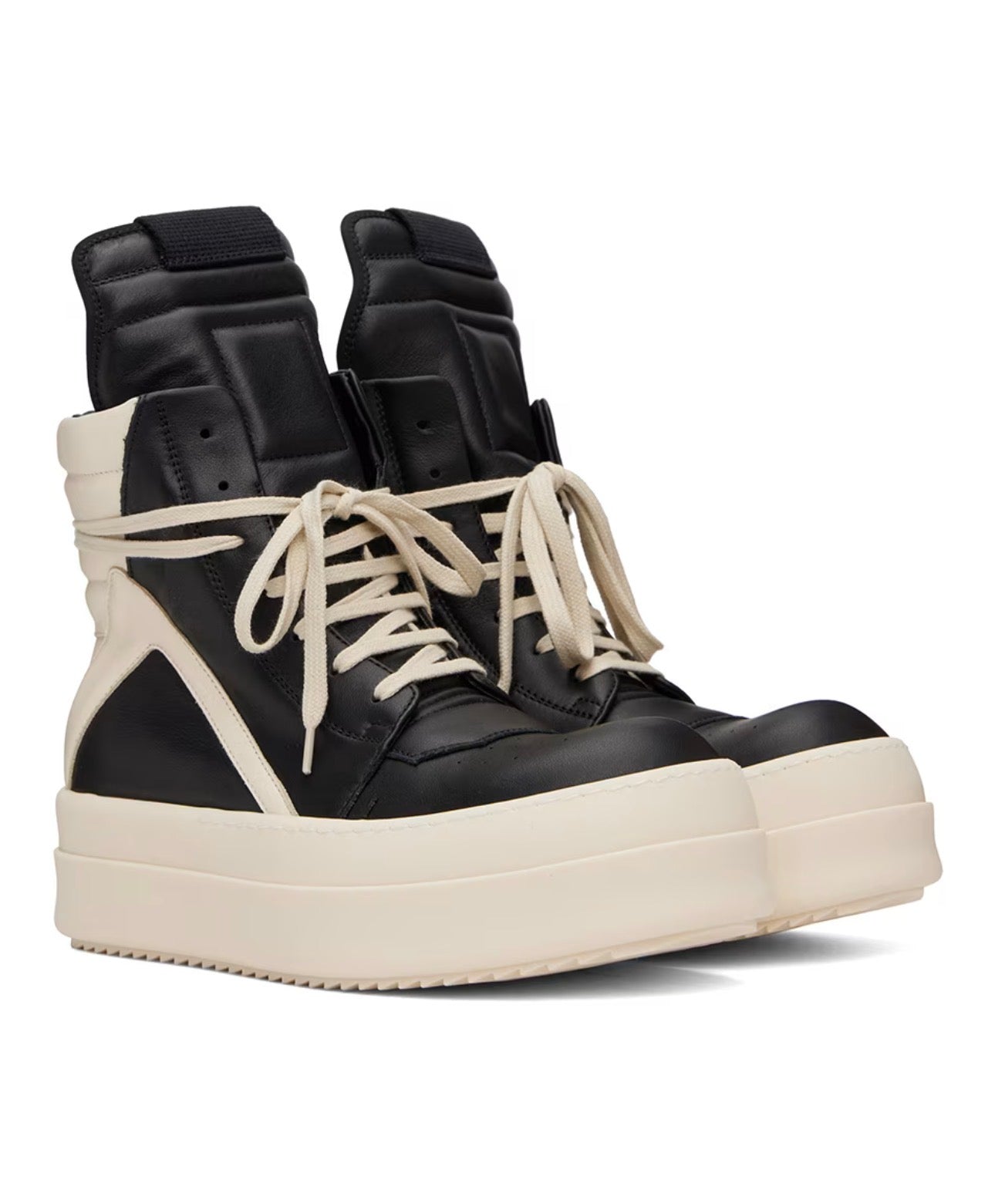 RICK OWENS
Black & Off-White Tower Mega Bumper
Geobasket Sneakers
