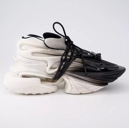 Balmain Unicorn Black White Spray Gradient Sneakers Neoprene