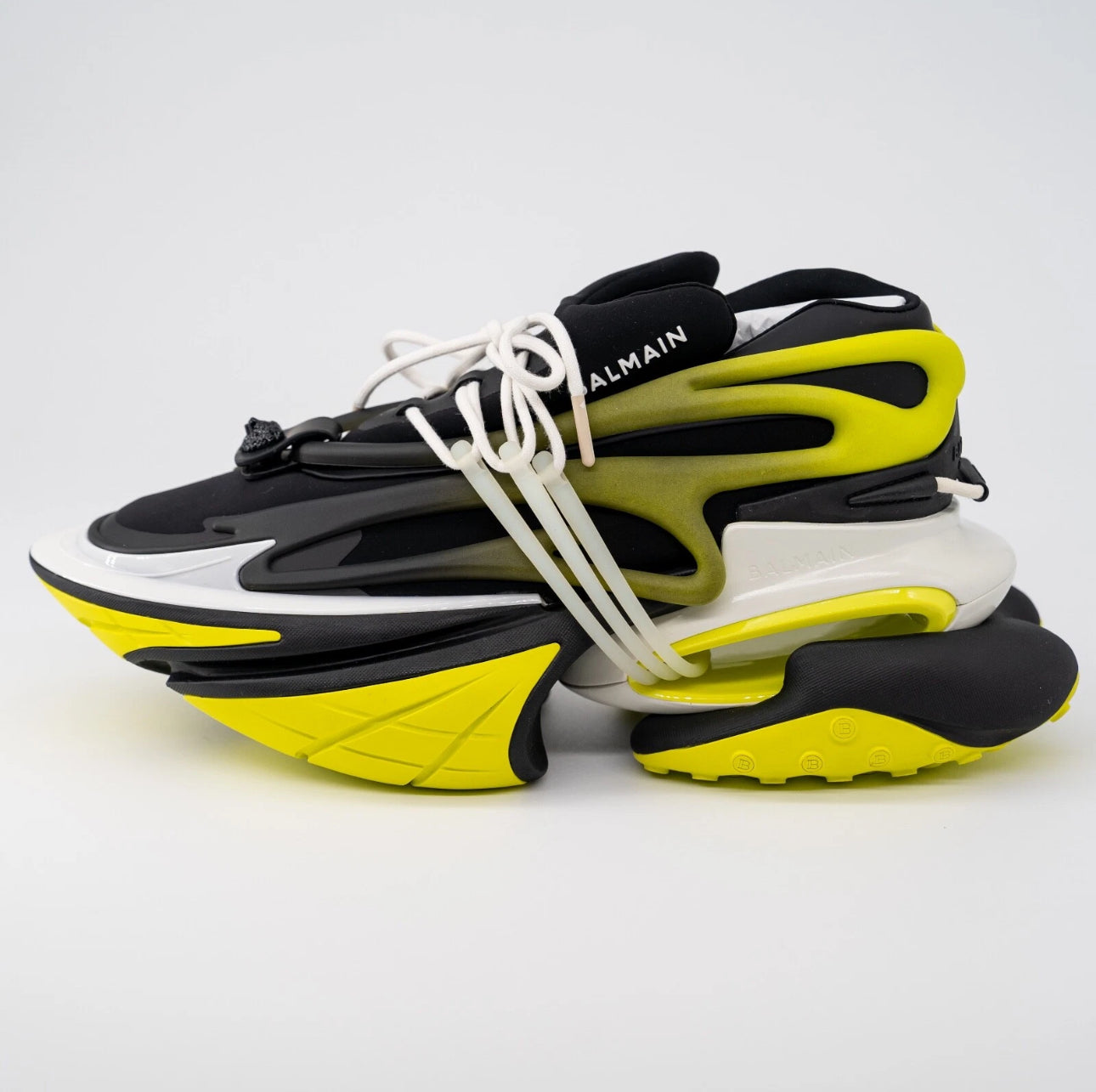 Balmain Unicorn Green Black Yellow Sneakers Neoprene