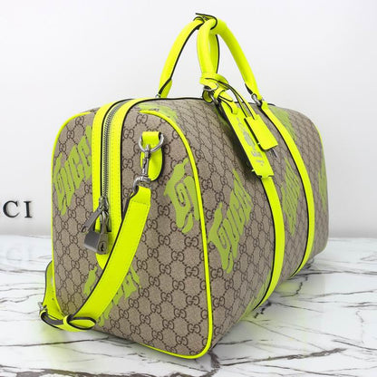 Gucci Neon Yellow Duffle Bag - Gucci GG Duffle Bag - Neon Yellow Trim