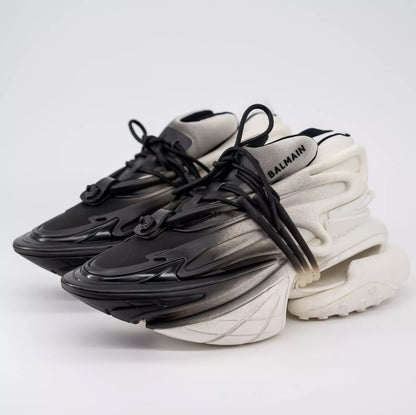 Balmain Unicorn Black White Spray Gradient Sneakers Neoprene