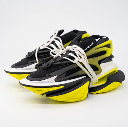 Balmain Unicorn Green Black Yellow Sneakers Neoprene
