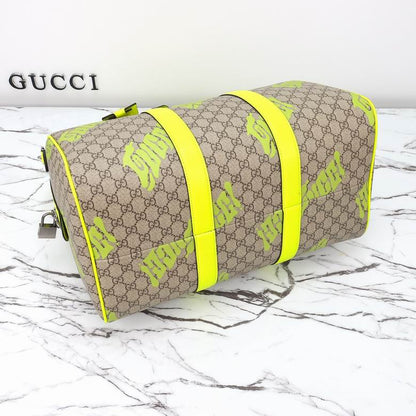 Gucci Neon Yellow Duffle Bag - Gucci GG Duffle Bag - Neon Yellow Trim