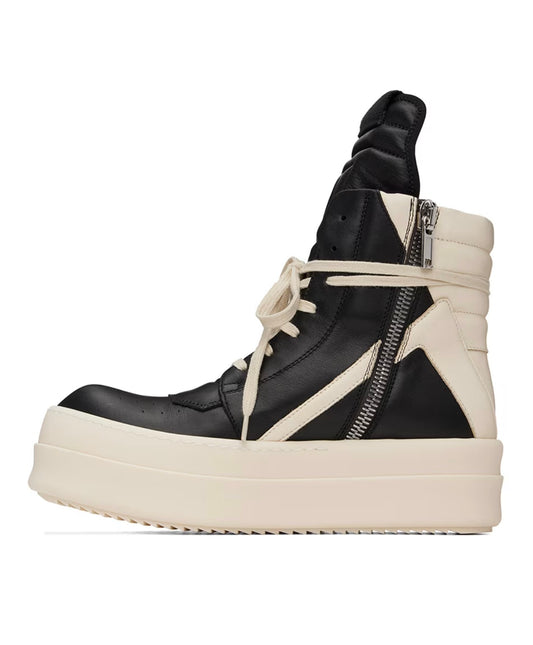 RICK OWENS Black & Off-White Tower Mega Bumper Geobasket Sneakers