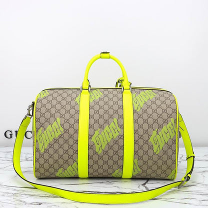 Gucci Neon Yellow Duffle Bag - Gucci GG Duffle Bag - Neon Yellow Trim