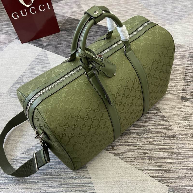 Gucci Gg Canvas Large Duffle Bag In Forest Green
