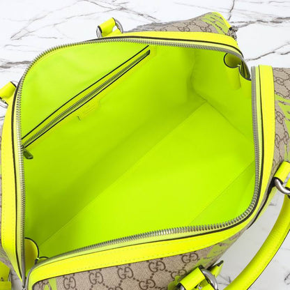 Gucci Neon Yellow Duffle Bag - Gucci GG Duffle Bag - Neon Yellow Trim