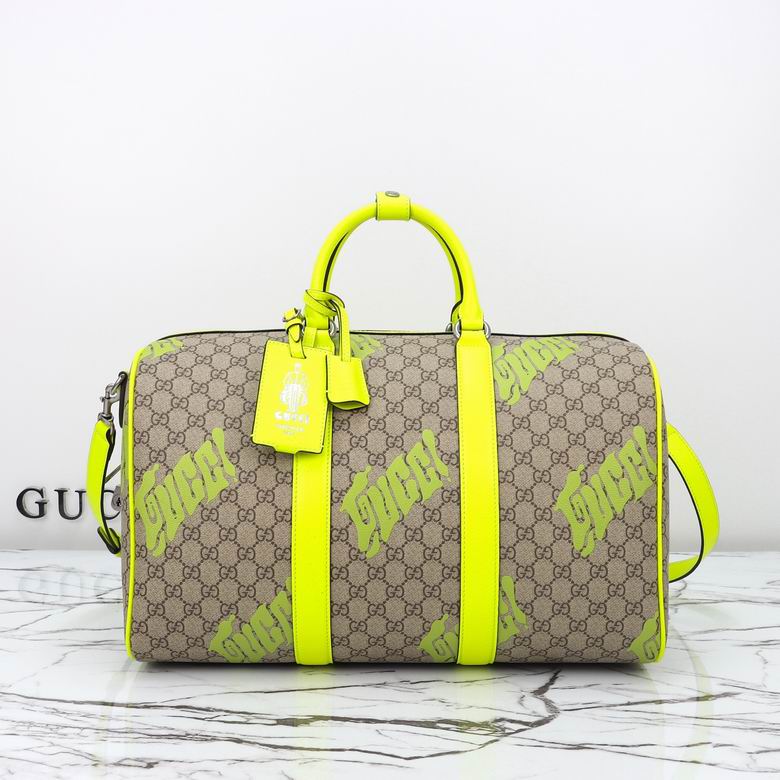 Gucci Neon Yellow Duffle Bag - Gucci GG Duffle Bag - Neon Yellow Trim