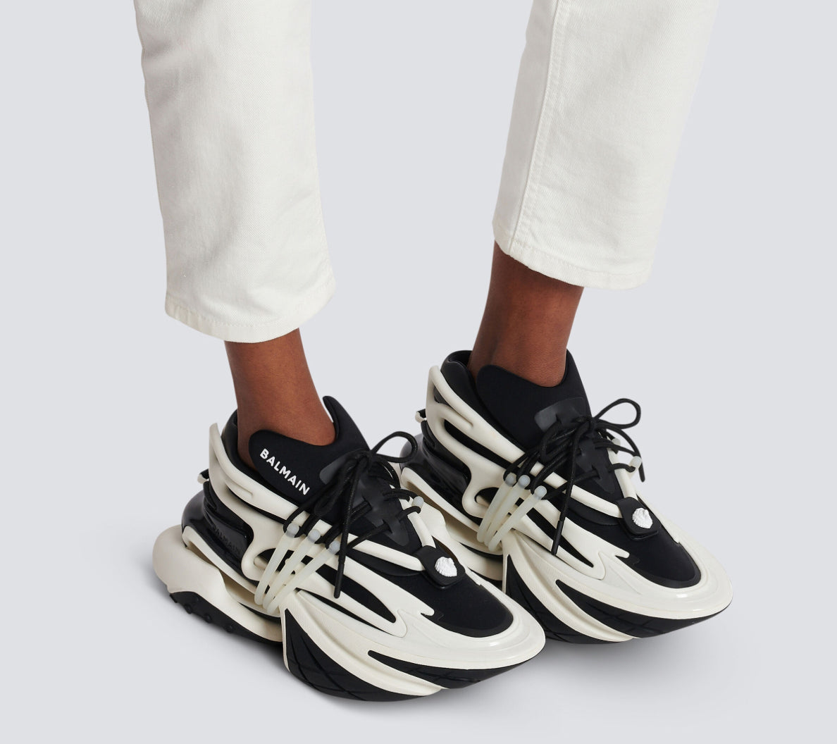 Balmain Men's Unicorn Neoprene Two-Tone Sneakers