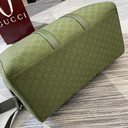 Gucci Gg Canvas Large Duffle Bag In Forest Green