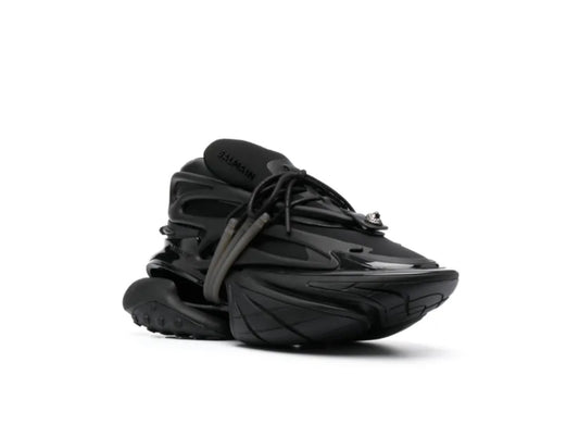 Balmain Black Leather Unicorn Low-Top Sneakers