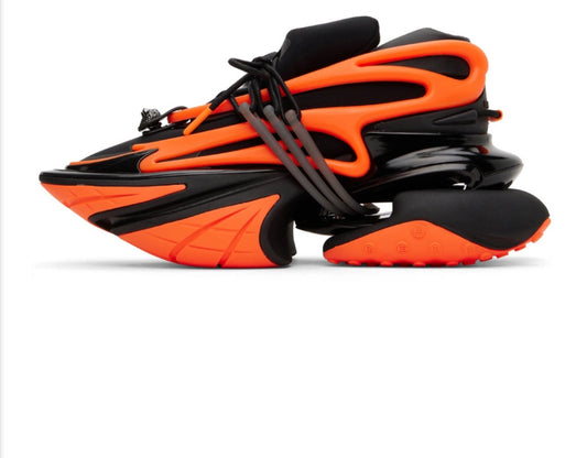 Balmain Black & Orange Unicorn Low-Top Sneakers