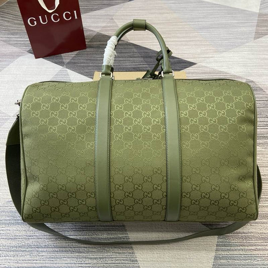 Gucci Gg Canvas Large Duffle Bag In Forest Green