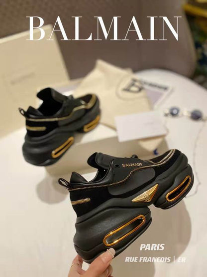 Balmain B-Bold Low-Top Black Gold sneakers